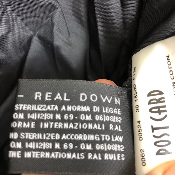 Post Card Black Quilted Puffer Down Jacket W/ Fur Hood Sz M - Picture 16 of 16